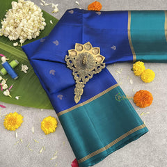 Royal Blue Korvai Kanchi Soft Silk Saree - VS4006