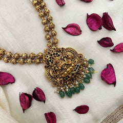 Vriksham Unique Temple Jewelry With Lakshmi Pendant-Pearl & Green Bead Long Neckpiece-G20416