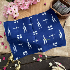 Vriksham Ink Blue Cotton Mulmul Saree With Pom Pom Lace-VS4426