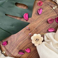 Vriksham  Precious Jadau Kundan Anklets -Floral-Red Green-J3978