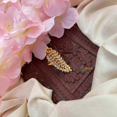 Vriksham Traditional Teardrop Kemp Finger Ring-Red White-G21772