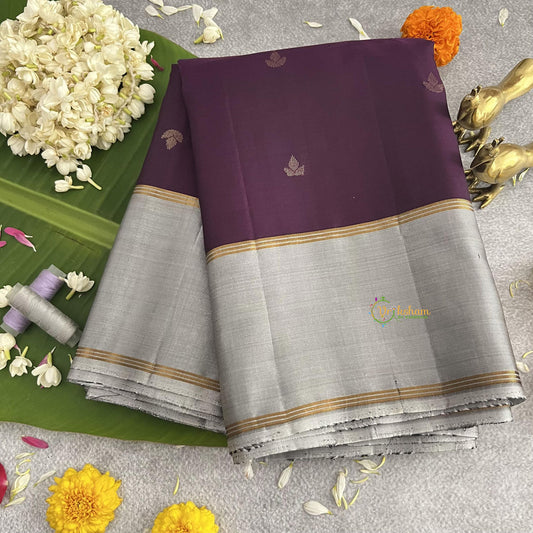 Eggplant Color Kanchi Soft Silk Saree - VS4011