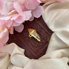 Vriksham Traditional Teardrop Kemp Finger Ring-Red White-G21772