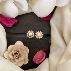 Vriksham Unique Floral Studs-White-G16715