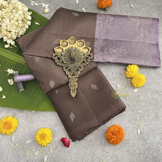 Brown Kanchi Soft Silk Saree - VS4013