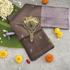 Brown Kanchi Soft Silk Saree - VS4013