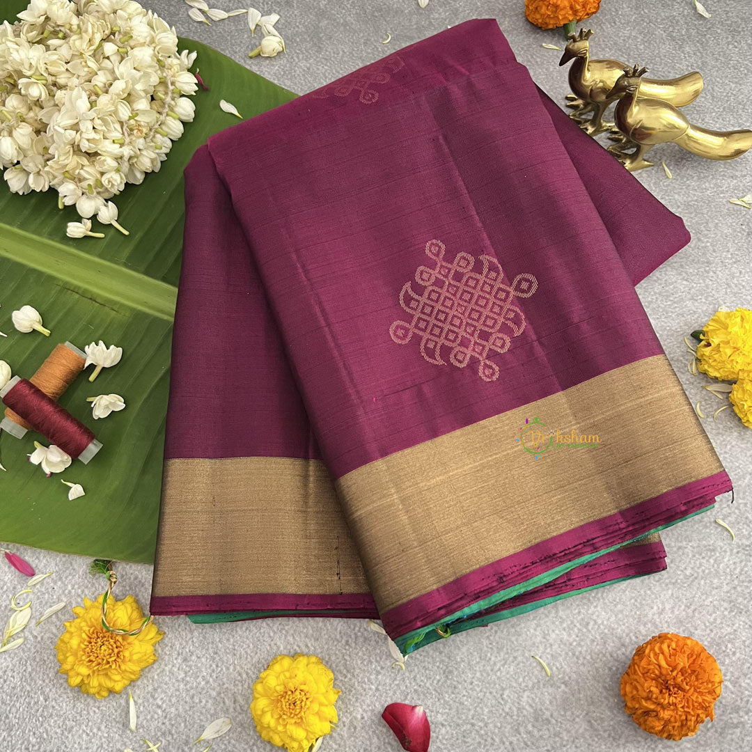 Grape Wine Color Kolam Butta Kanchi Soft Silk Saree - VS4014