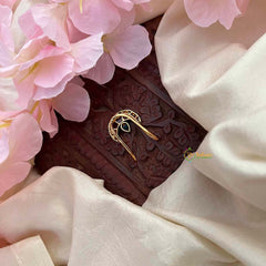 Vriksham Delicate Kemp Crescent Gold Look Alike Finger Ring-Red-Green-G21768