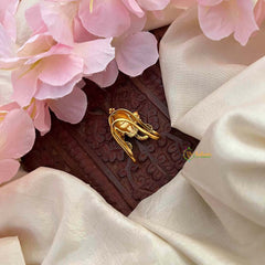 Vriksham Antique Gold Gajmukh Vanki Style Gold Kemp Finger Ringe-White-G21776