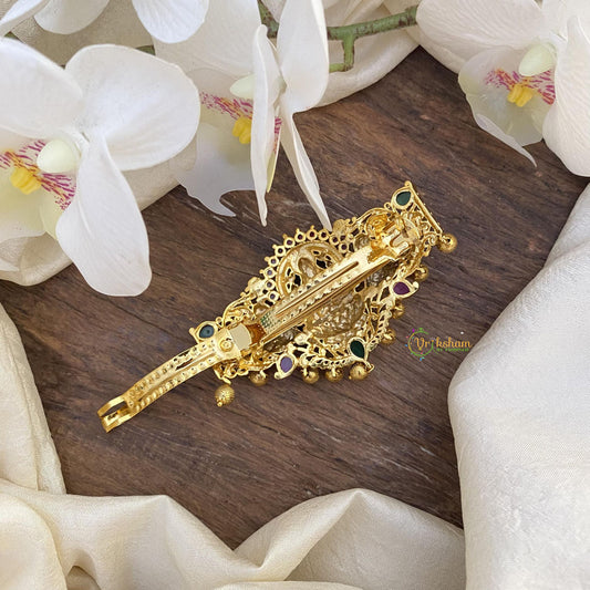 Gold Look Alike Lakshmi Hair clip-Golden Pearl-G15380