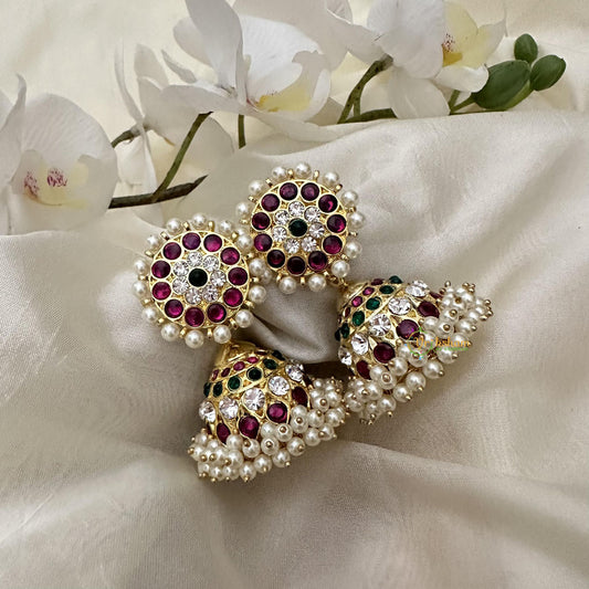 Bridal Kemp Jhumka-Pearl-G15113