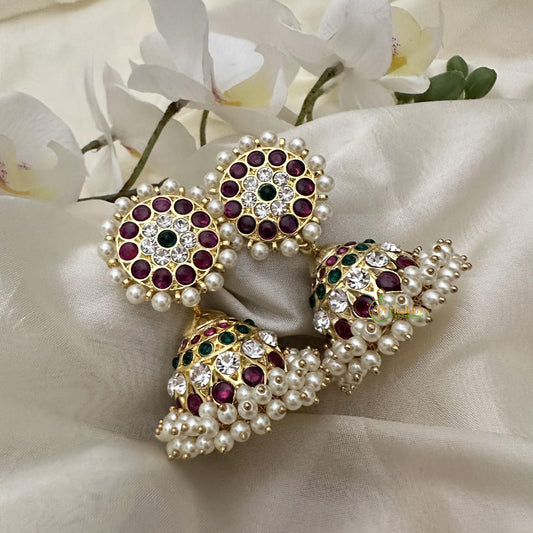 Bridal Kemp Jhumka-Pearl-G15113