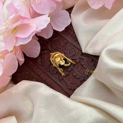 Vriksham Antique Gold Gajmukh Vanki Style Gold Kemp Finger Ringe-Green-G21779