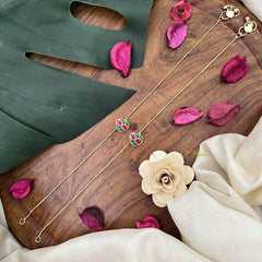 Vriksham Precious Jadau Kundan Pendant Anklets-Pink Green-Tilak-J3975