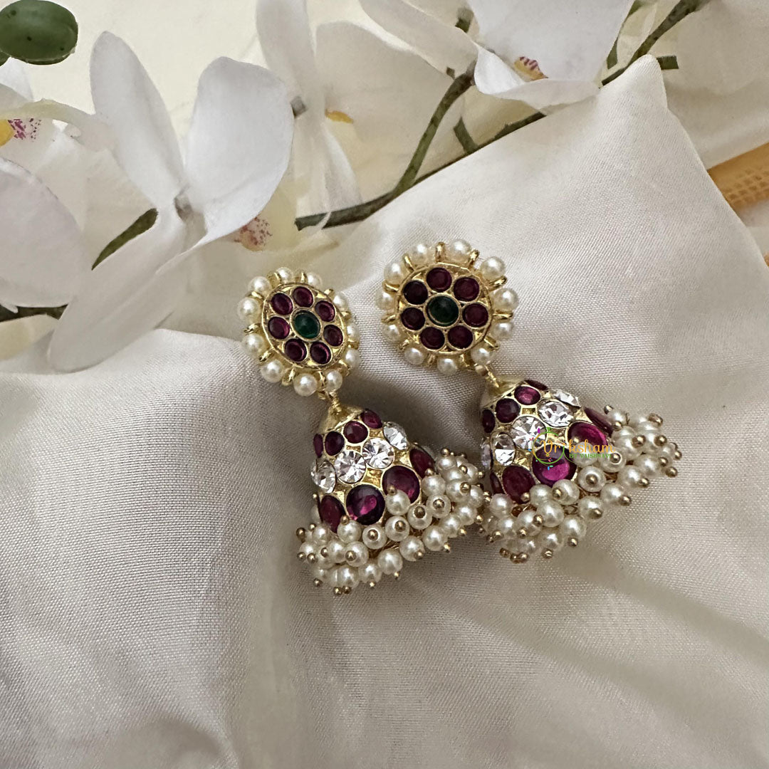 Simple Kemp Jhumka-Pearl-G15110