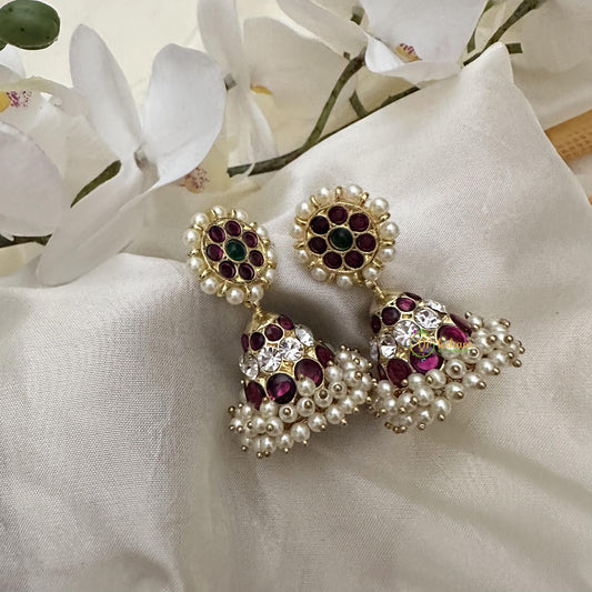 Simple Kemp Jhumka-Pearl-G15110