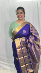 Bridal Navy Blue Pure Silk Saree - VS3996