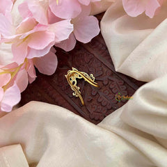 Vriksham Delicate Kemp Crescent Vanki Style Gold Kemp Finger Ring-Red Green-G21782