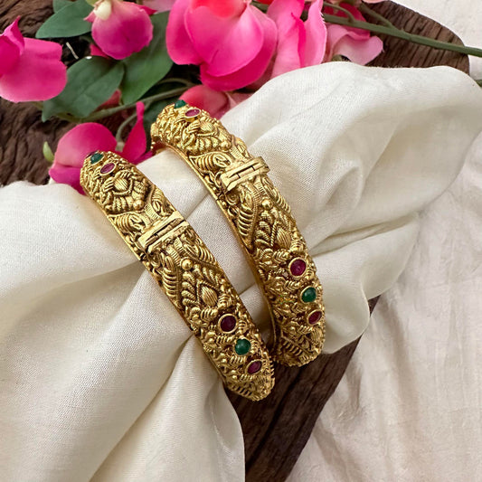 Premium Dual Parrot Bangle-Screw Type Bangles-G13417