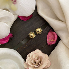 Vriksham Tiny Floral Studs-White-G16701