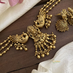 Unique 3 Layer Ganpati Pendant High Neck Choker-Golden Pearls-G12630