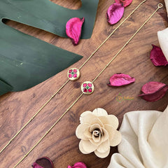 Vriksham Unique Red Floral Stone Pendant Anklets-J3961