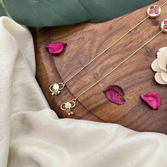 Vriksham Unique Red Floral Stone Pendant Anklets-J3961