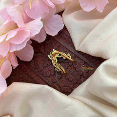 Vriksham Delicate Kemp Crescent Vanki Style Gold Kemp Finger Ringe-Green-G21780