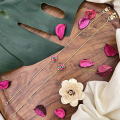 Vriksham Antique Designer Stone Pendant Anklets-Red Green-J3964