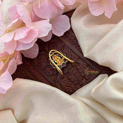 Vriksham Elegant Gold Look Alike Lakshmi In Pear Shape Finger Ring-Red-G21767