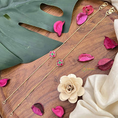 Vriksham Antique Designer Stone Pendant Anklets-Red Green-J3964