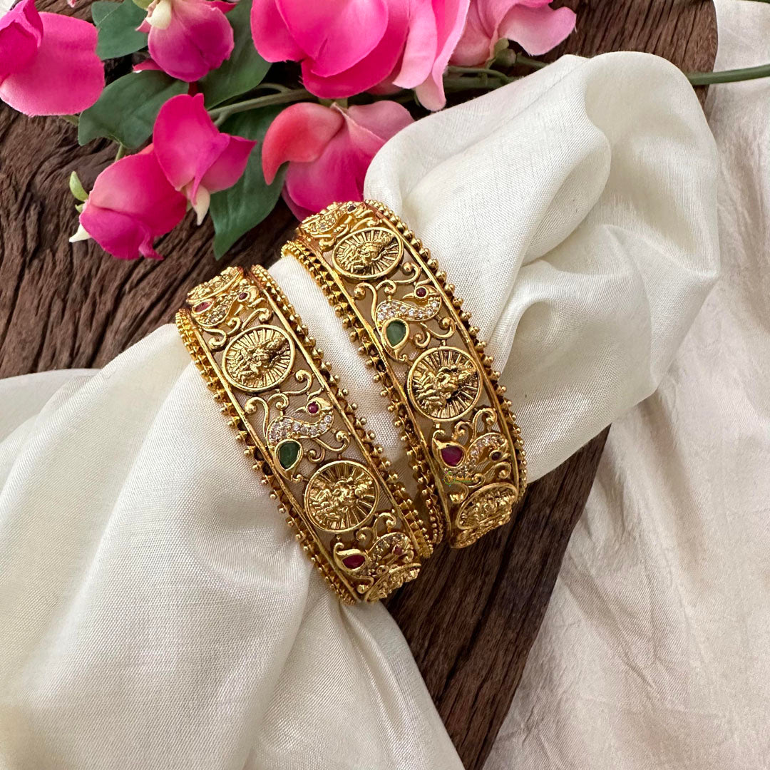 Antique AD Stone Lakshmi Peacock Bangle-G13405