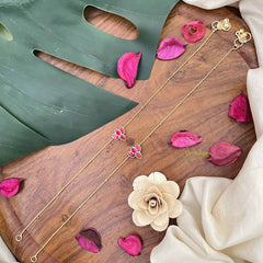 Vriksham Antique Precious Jadau Kundan Anklets -Lotus Red-J3984