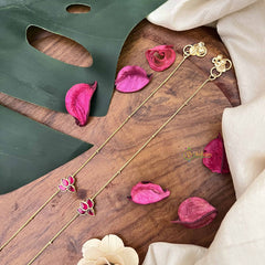 Vriksham Antique Precious Jadau Kundan Anklets -Lotus Red-J3984