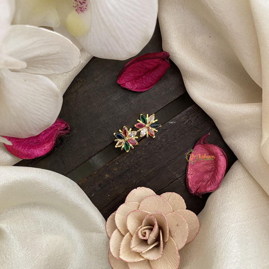Vriksham Tiny Floral Studs-Multicolor-G16697