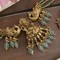 Unique 3 Layer Ganpati Pendant High Neck Choker-Pastel Green Beads-G12631