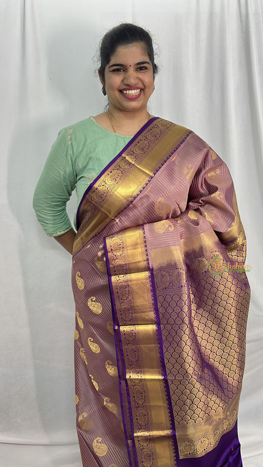 Lavender Korvai Vairaoosi Pure Silk Saree - VS3994