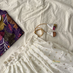 White & Purple Colour Indian Traditional Girls Lehenga Set -VS3757