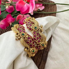 Uniquely Designed Dual Peacock Bangle-Screw Type Bangles-G13408