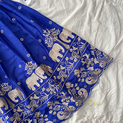 Dark Blue & White Colour Embroidered Girls Lehenga Set -VS3758