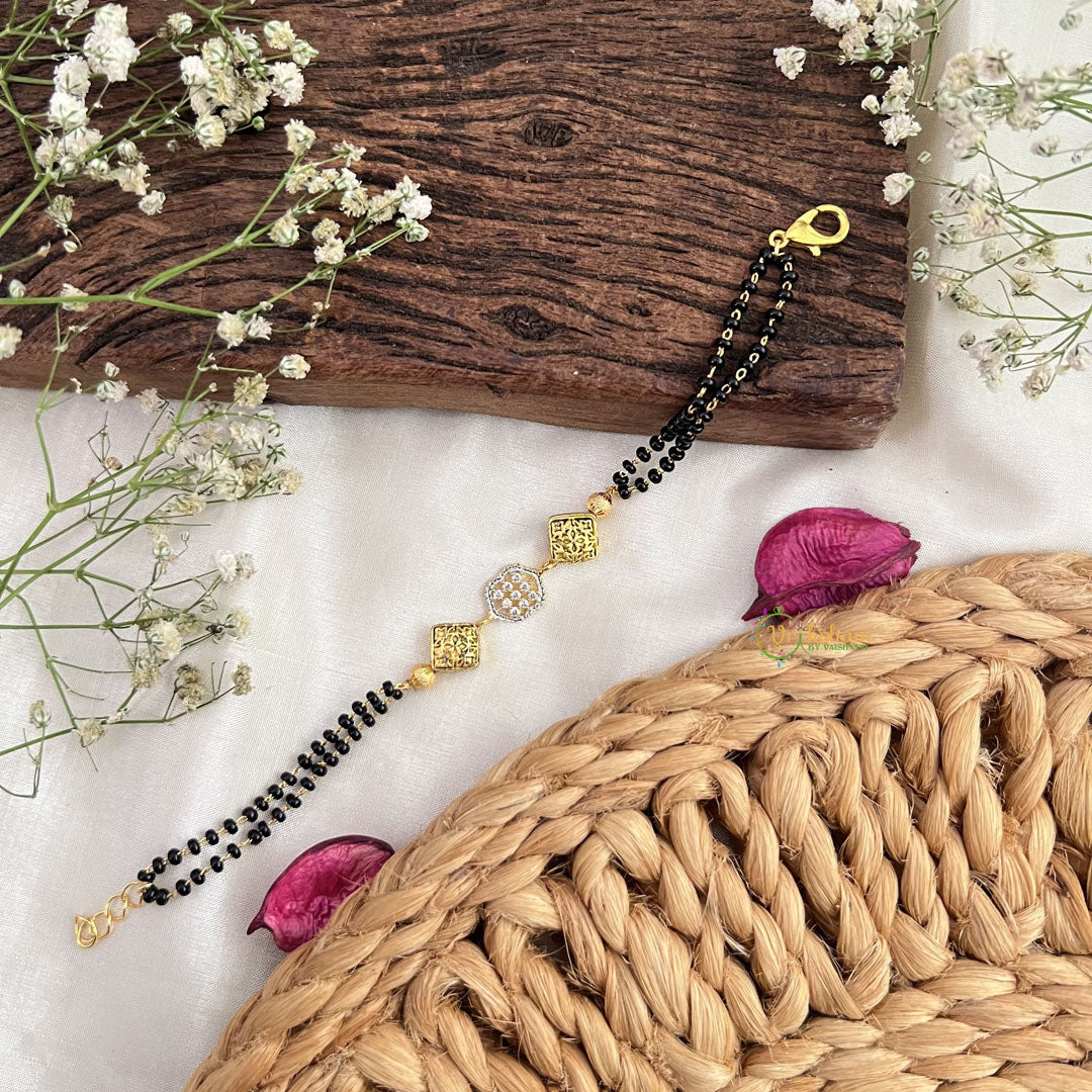 Vriksham AD Stone Floral With Two Square Mangalsutra Bracelet With Gold Plating-G18778