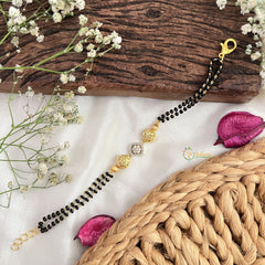 Vriksham Designer AD Stone Diamond  Floral Pendant With Square Mangalsutra Bracelet-G18774