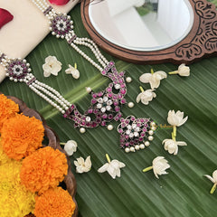 Vriksham South Indian Temple Kemp Floral Pendant 3 Layer Pearl Long Neckpiece-G19716