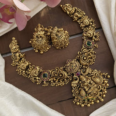 Antique Lakshmi Short Neckpiece-Golden Beads-G12636