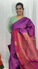 Purple Korvai Vairaoosi Podi Kattam Pure Silk Saree - VS3986