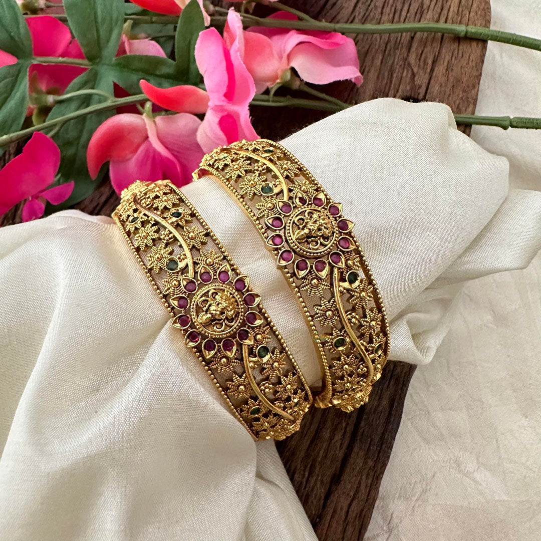 Designer AD Stone Lakshmi Flower Bangle-G13406