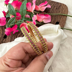 Simple Red Stone Bangle-Square-G13443