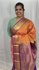 Double Shaded Mango Yellow Korvai Vairaoosi Pure Silk Saree - VS3987