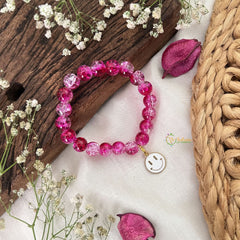 Vriksham Antique Kids Bracelet With Smile Pendant-Pink White Color-G18814