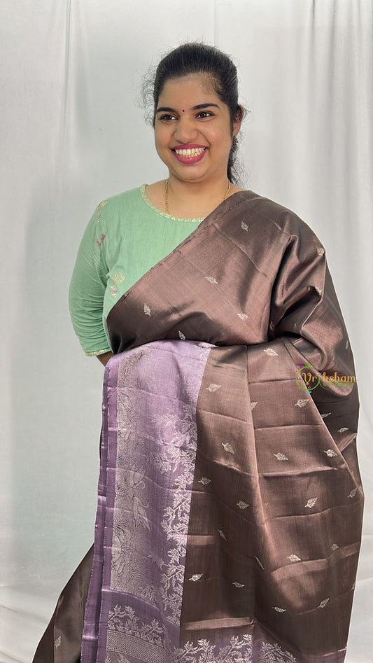 Brown Kanchi Soft Pure Silk Saree - VS4013